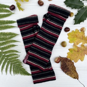 Cashmere Fingerless Gloves - Blackberry Stripe